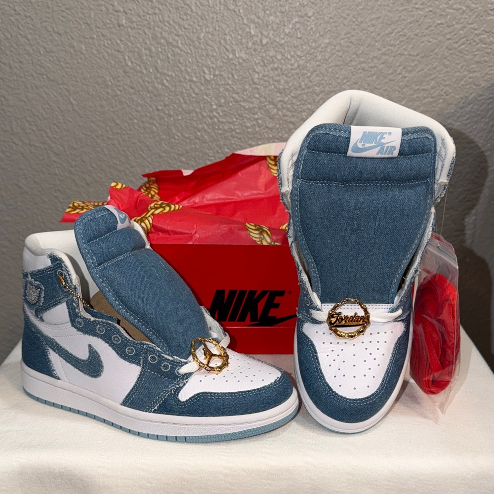 Nike Red and Gold Chain Design Sneakers - Picture 3 of 6